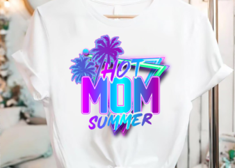 Hot Mom Summer Neon PNG Print File for Sublimation Or Print, Retro Sublimation, Summer, Beach Designs, Vintage, Leopard Print