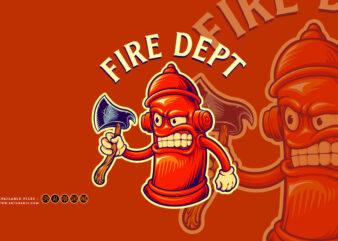 Hydrant fire dept axe logo cartoon illustrations