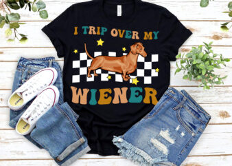 I Trip Over My Wiener Funny Weenie Mom Dad Retro Vintage Dogs NL 0303 t shirt design for sale