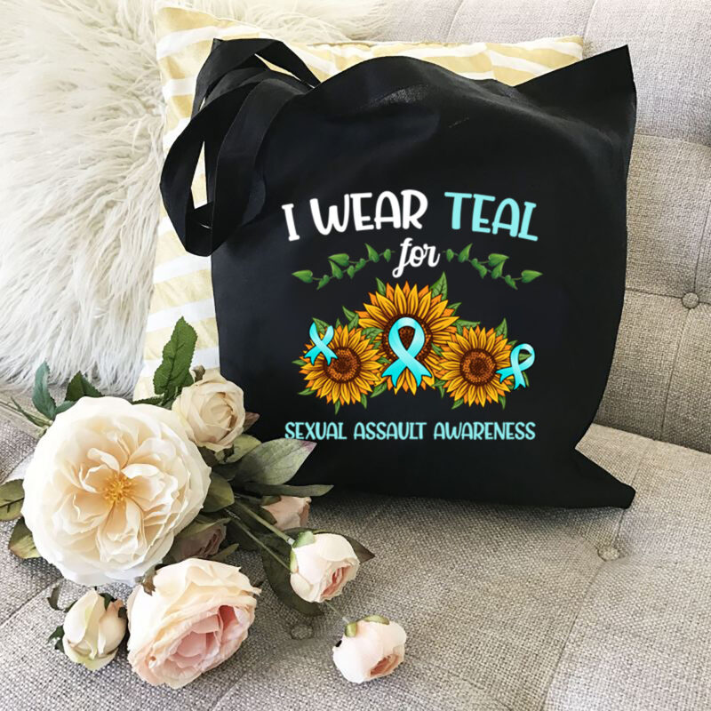 I Wear Teal For Sexual Assault Awareness Sunflower Ribbon T-Shirt PL
