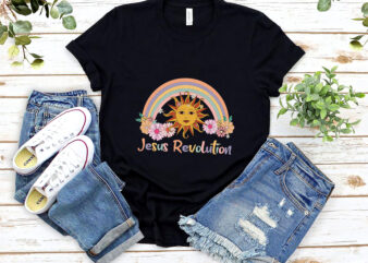 Jesus Revolution Funny Christian Retro Groovy Rainbow NL 2702 vector clipart