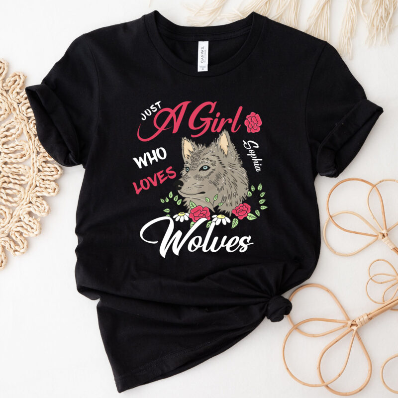 Just a Girl Who Loves Wolves Wolf Lovers Cute Wolf Design PNG Files, Gift For Her NC 0103