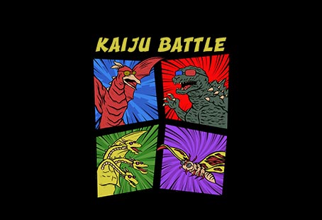 Kaiju battle t shirt vector art