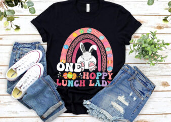 Leopard Rainbow Easter Eggs Bunny Ears One Hoppy Lunch Lady NL 0903 t shirt vector graphic