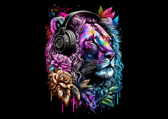 Lion Adorable with headphone