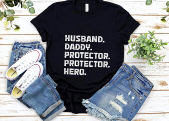 (ME) Husband Daddy Protector Hero Fathers Day Gift For Dad Vintage T-Shirt