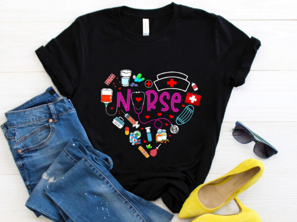 (me) nurse love nurse heart nursing student rn life funny nursing t-shirt