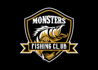 MONSTERS FISHING CLUB t shirt designs for sale