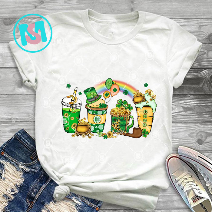 Happy St.Patrick's Day Bundle part 6, Clover, Lucky, Coffee, Gnome