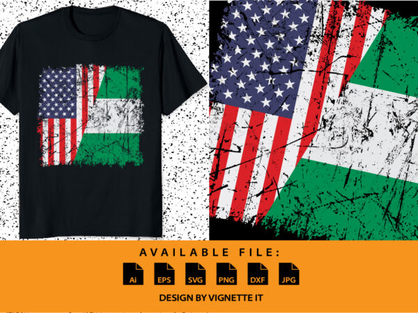 Nigerian roots half american flag and half nigeria flag t-shirt print template usa shirt design