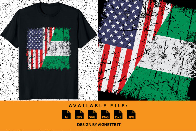 NIGERIAN ROOTS Half American Flag and half NIGERIA flag T-Shirt print template USA shirt design