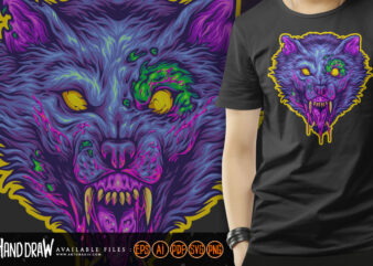 Monster zombie wolf head horror logo illustrations