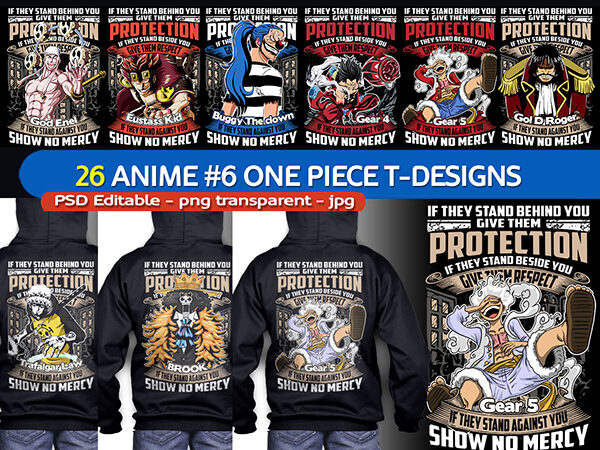 26 one piece anime tshirt design bundle [part# 06]