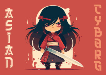 Kawaii samurai vector art for t-shirt