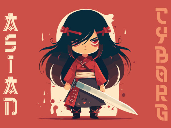 Kawaii samurai vector art for t-shirt