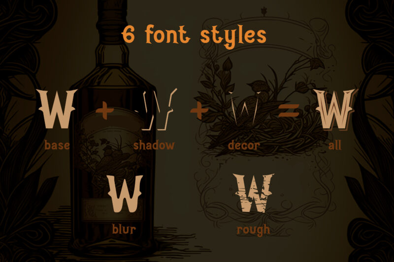 Aged whiskey font + 33 bonus illustration