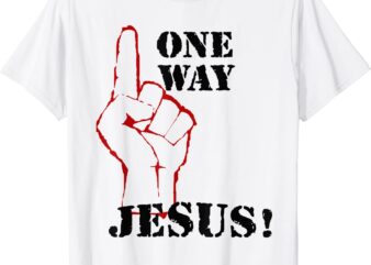 One Way Jesus People Christian Revolution Finger Up Retro T-Shirt