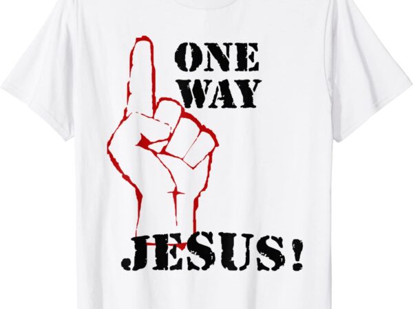 One way jesus people christian revolution finger up retro t-shirt
