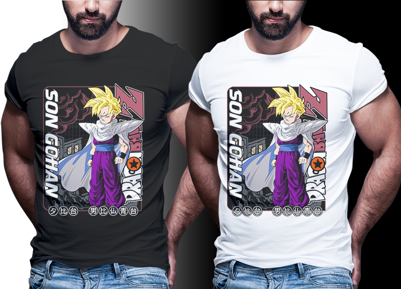 76 GOKU DRAGON BALL TSHIRT DESIGN BUNDLE FOR SHIRT BLACK AND WHITE [PART#07]