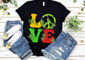 Peace Sign Love 60s 70s Rastarafi Weed Stoner Cannabis 420 NL 0903