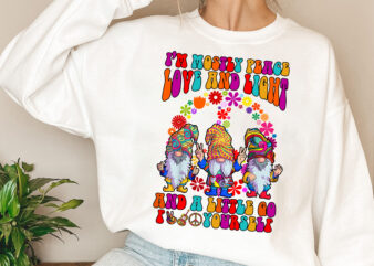 Gnome Hippie I’m Mostly Peace Love And Light And A Little Go F Yourself Ceramic Coffee Mug, Funny Hippie Gnomes PNG Files NL 0803 t shirt design template