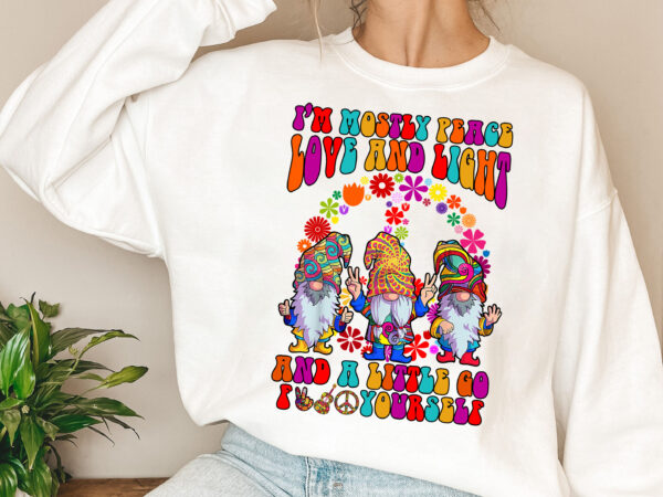Gnome hippie i’m mostly peace love and light and a little go f yourself ceramic coffee mug, funny hippie gnomes png files nl 0803 t shirt design template