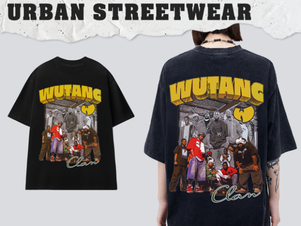Custom wutang art style hussle hiphop – urban streetwear t shirt designs