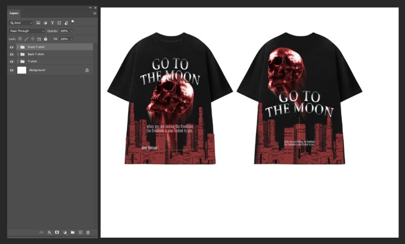 Skull Go To The Moon – urban streetwear t shirt designs