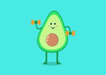 Cute Avocado Gym Cartoon t shirt vector file