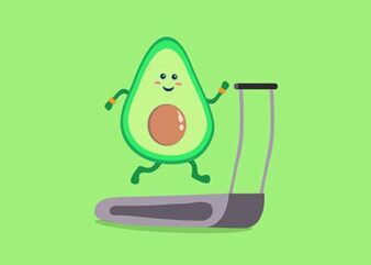 Cute Avocado Treadmill Cartoon t shirt vector file
