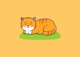 Cute Cat Sleeping Cartoon Illustration t shirt vector file