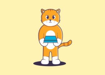 Cute cat is moody cartoon illustration