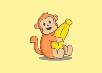 Cute Monkey With Its Favorite Food t shirt vector file