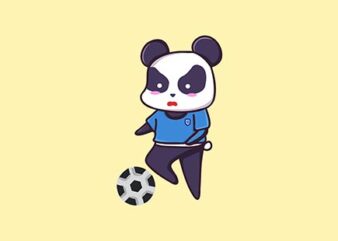 Cute Panda Playing Soccer Cartoon Illustration