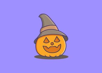 Cute Witch Pumpkin Cartoon