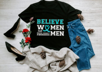 RD Believe Women _ Men Sexual Assault Awareness Ribbon T-Shirt