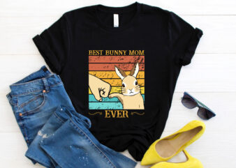 RD Best Bunny Mom Ever , Bunny Mom Easter Day Embroidery style T-Shirt