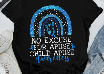 RD Child Abuse Prevention Awareness Leopard Rainbow Blue Ribbon T-Shirt