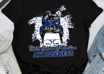 RD Child Abuse Prevention awareness messy hair bun T-Shirt
