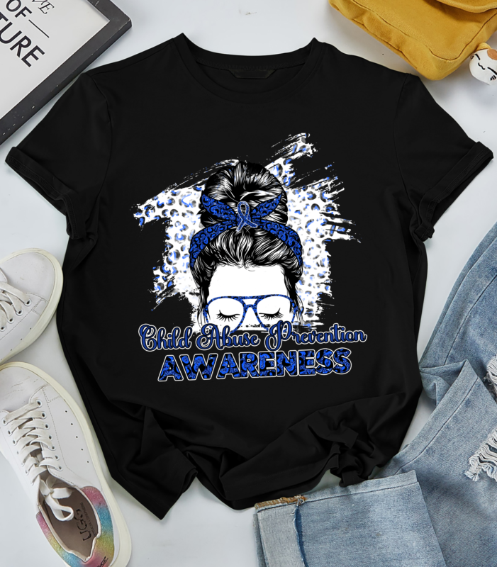 RD Child Abuse Prevention awareness messy hair bun T-Shirt