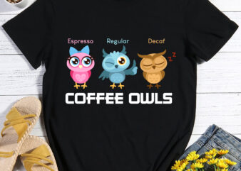 RD Espresso Regular Decaf Coffee Cute Owls T-Shirt, Owl Gift, Bird Nerd TShirts, Birding Lover, Present For Barista Coffee Lover Costume