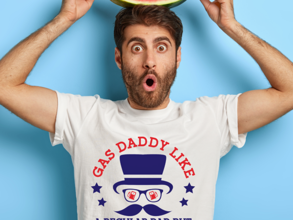 Rd father’s day gas daddy like a regular dad but cooler retro sunset vintage shirt t shirt design online