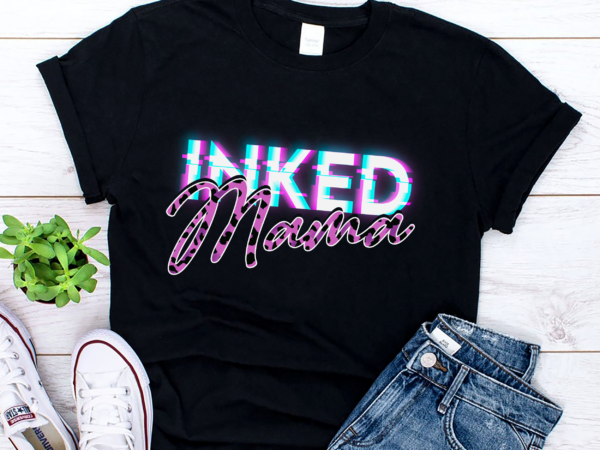 Rd inked mama, leopard and black font, mothers day shirt t shirt design online
