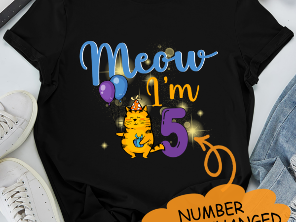 Rd kids meow i_m 5 bday cat party cute 5th birthday kids cat t-shirt