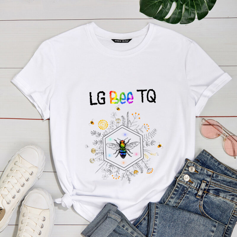 RD LG Bee TQ Shirt, Funny Bee T-Shirt, LGBT Month T-Shirt, Rainbbow Flag