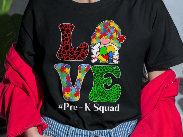 Rd love gnome shirt, teacher shirt, pre-k squad shirt, autism awareness month t shirt design online