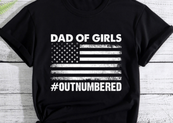 RD Mens Girl Dad Outnumbered American Flag Father_s Day T-Shirt