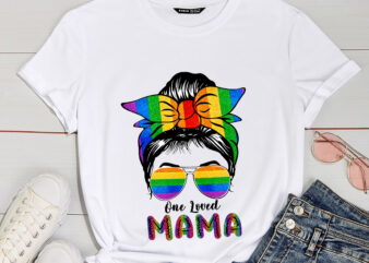 RD One Loved Mama Shirt, Leopard Messy Bun T-Shirt, LGBT Shirt, Mothers Day T-Shirt