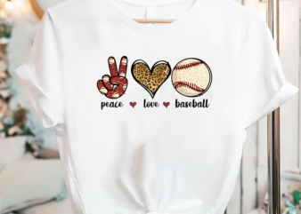 RD Peace Love Baseball Mom Leopard Print Cheetah Pattern T-Shirt