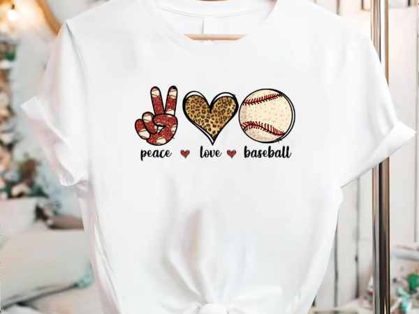 Rd peace love baseball mom leopard print cheetah pattern t-shirt